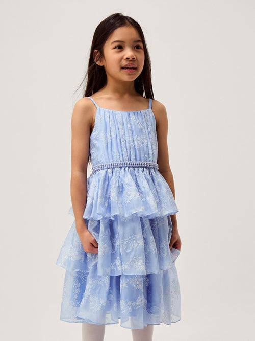 Monsoon Blue Lily Floral Print Tiered Dress image 1