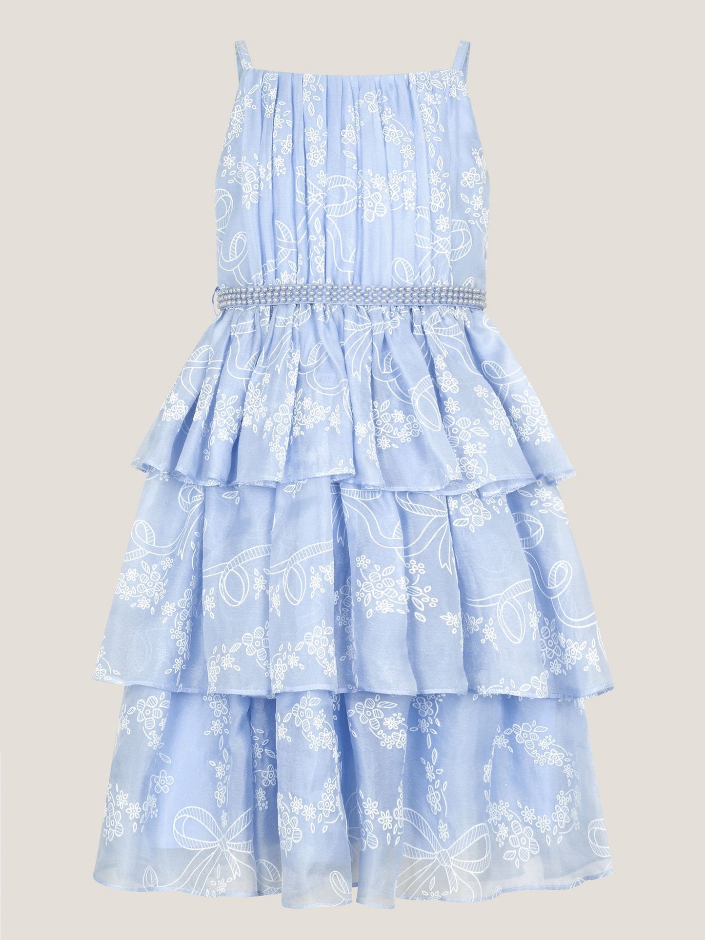 Monsoon Blue Lily Floral Print Tiered Dress image 2