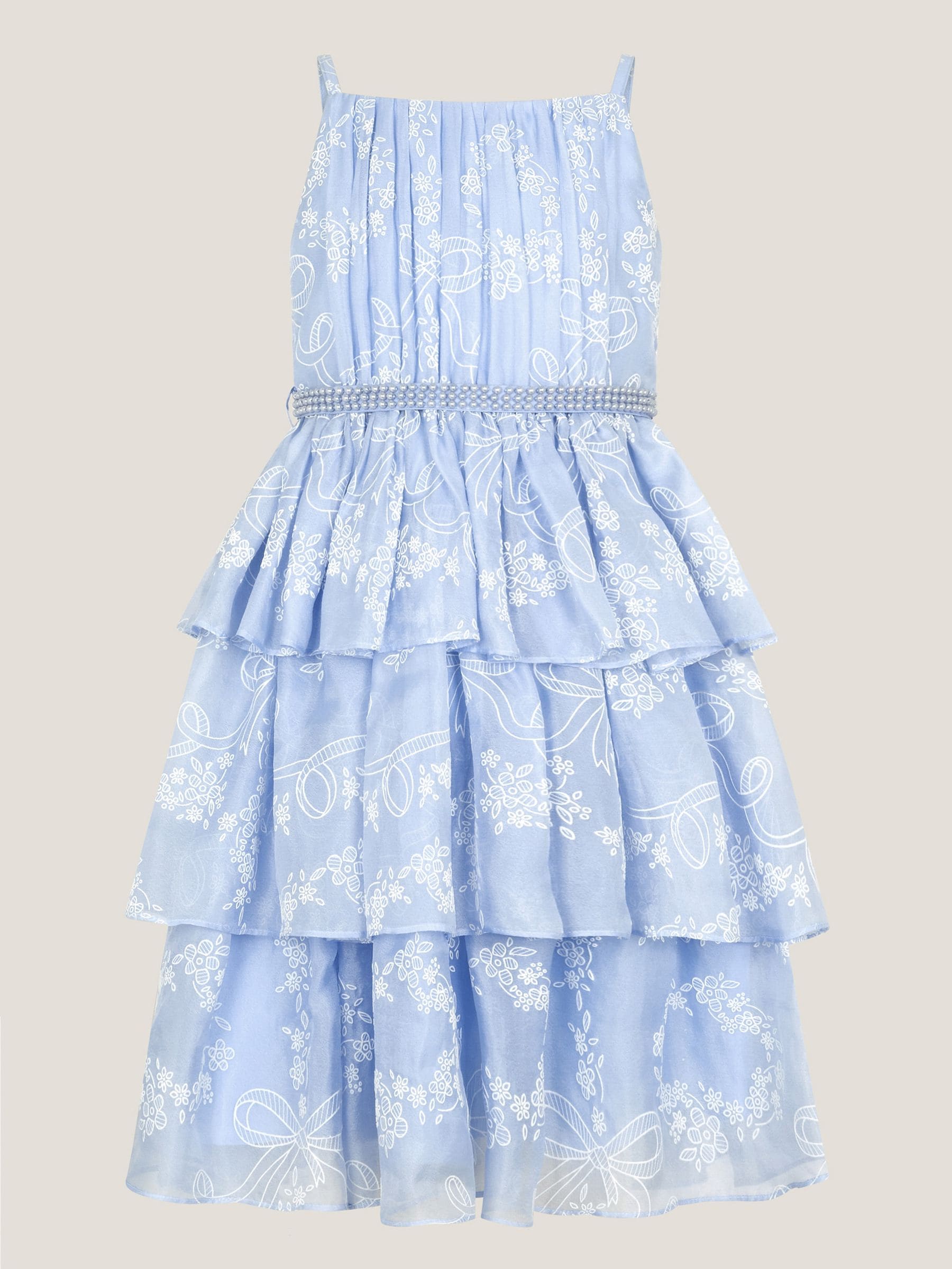 Monsoon Blue Lily Floral Print Tiered Dress image 2