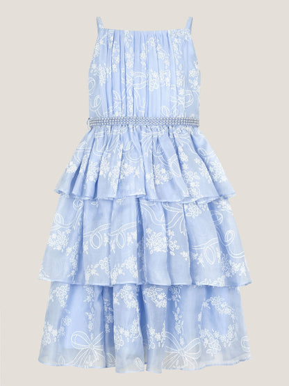 Monsoon Blue Lily Floral Print Tiered Dress image 2