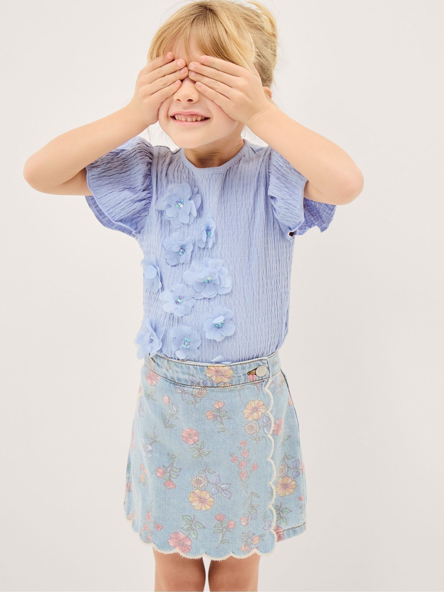 Dsiney Kidz - Monsoon Blue Floral Denim Skort image 1