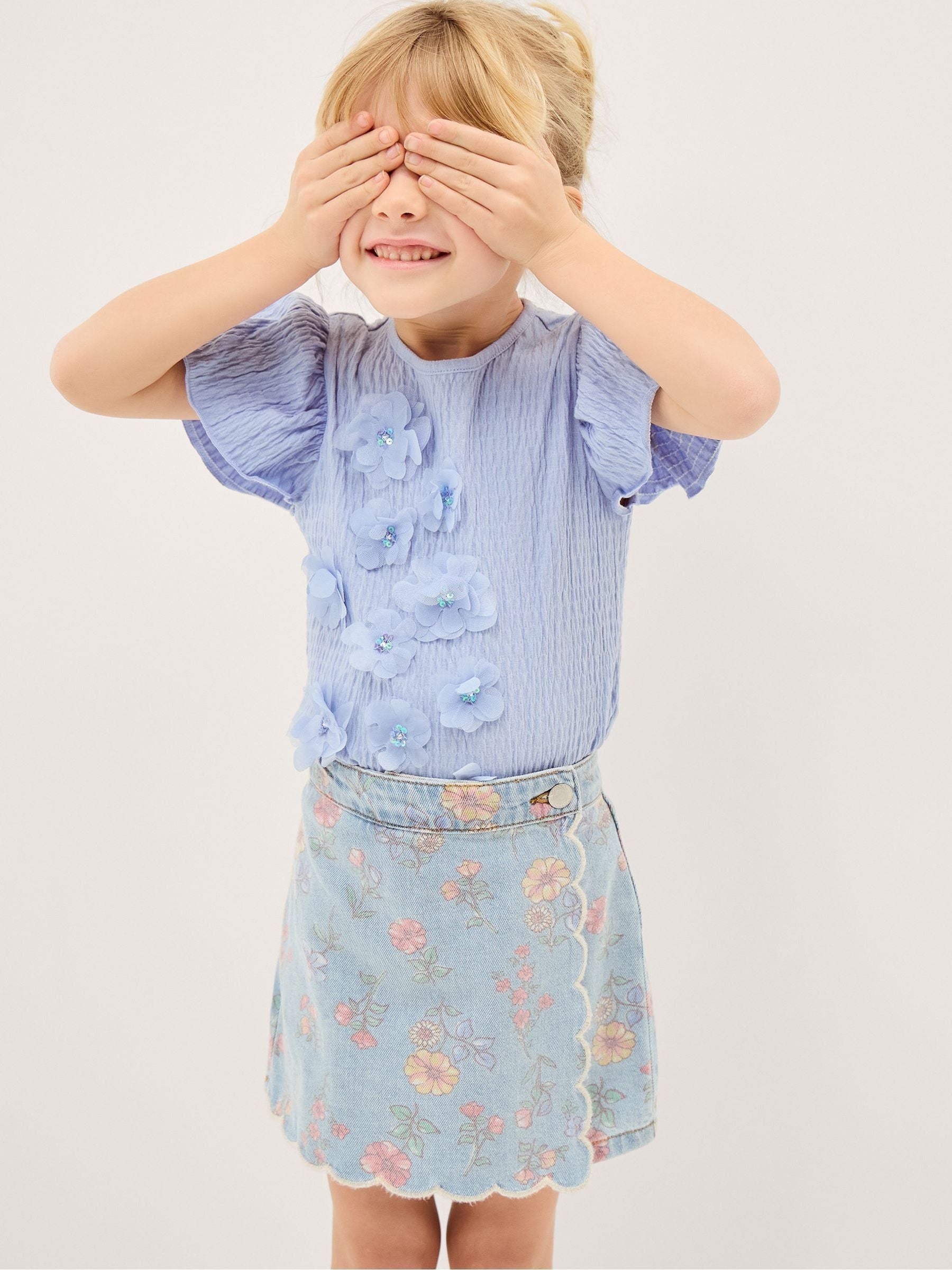 Dsiney Kidz - Monsoon Blue Floral Denim Skort image 1