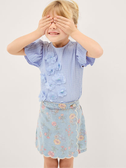 Dsiney Kidz - Monsoon Blue Floral Denim Skort image 1