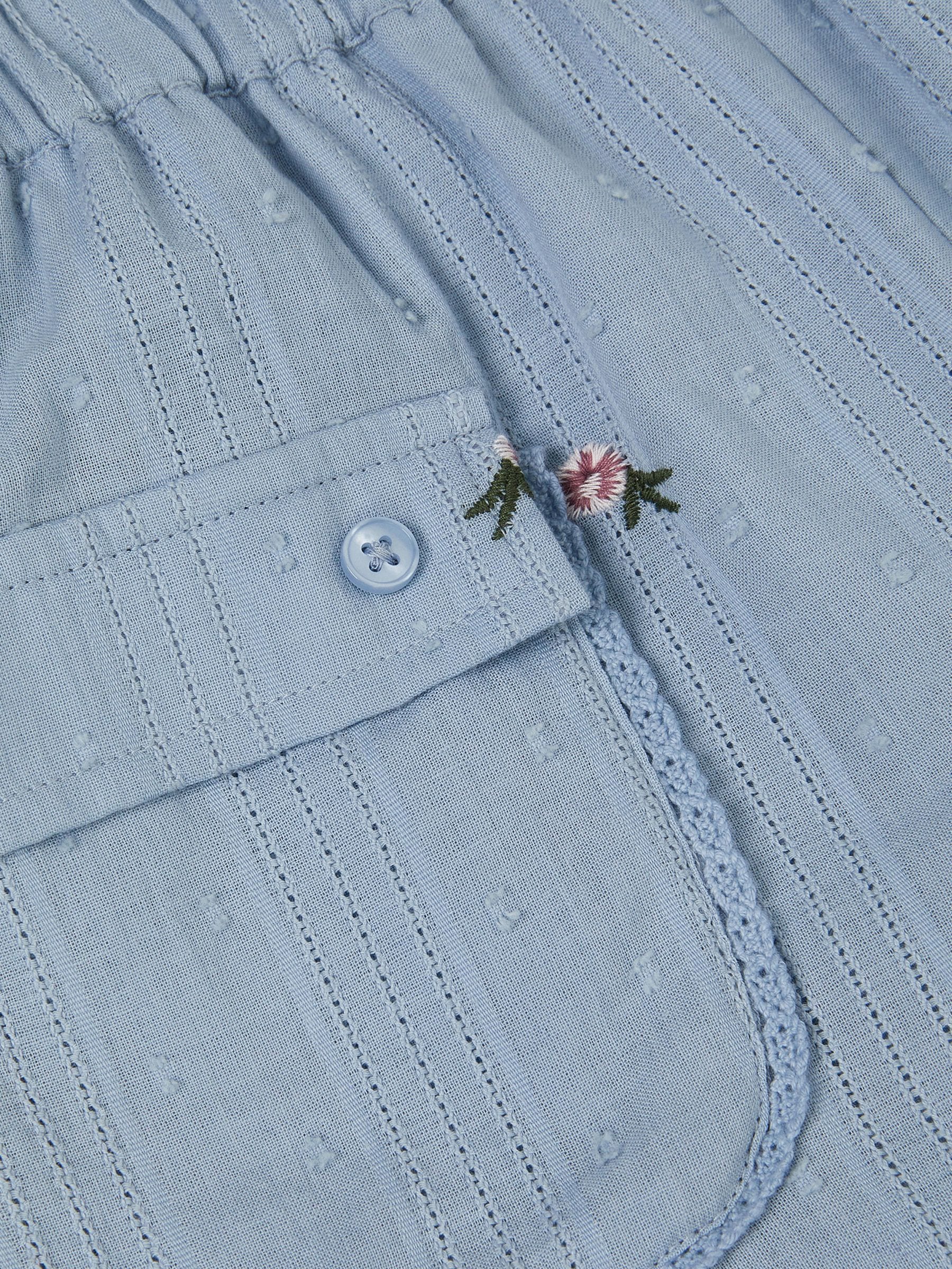 Monsoon Blue Embroidered Rose Dobby Cuffed Trousers image 4