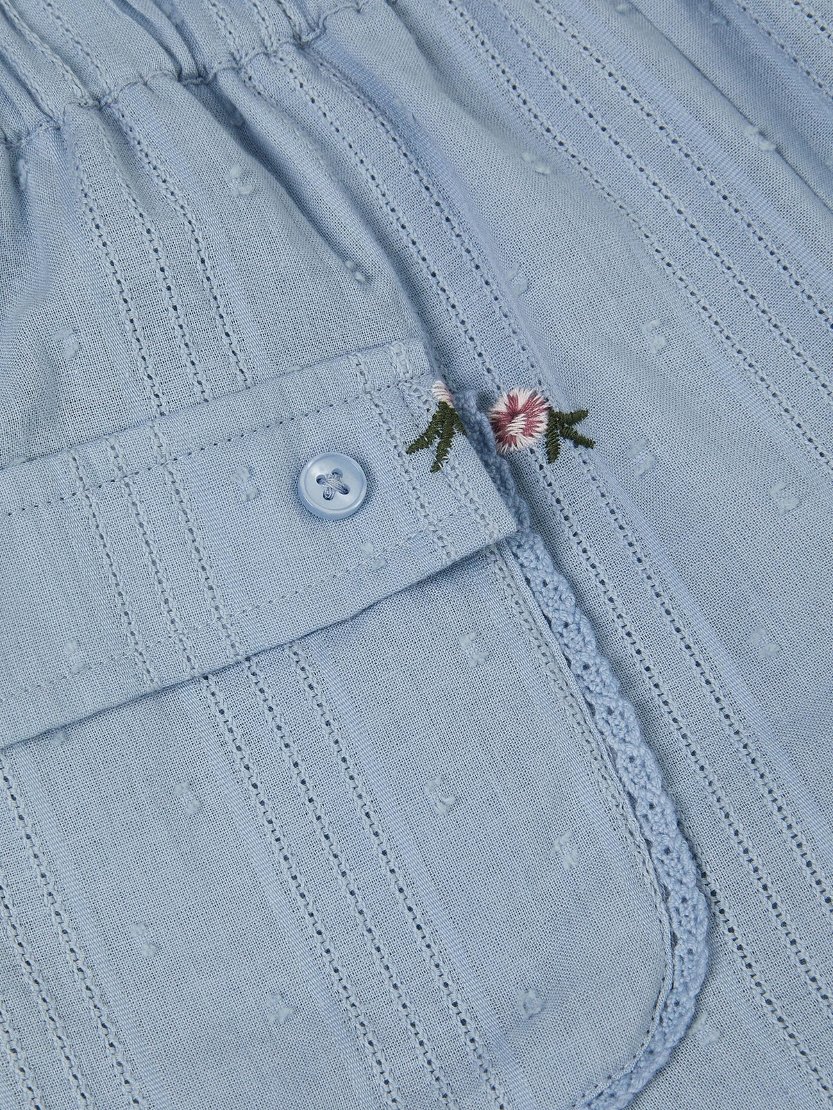 Monsoon Blue Embroidered Rose Dobby Cuffed Trousers image 4