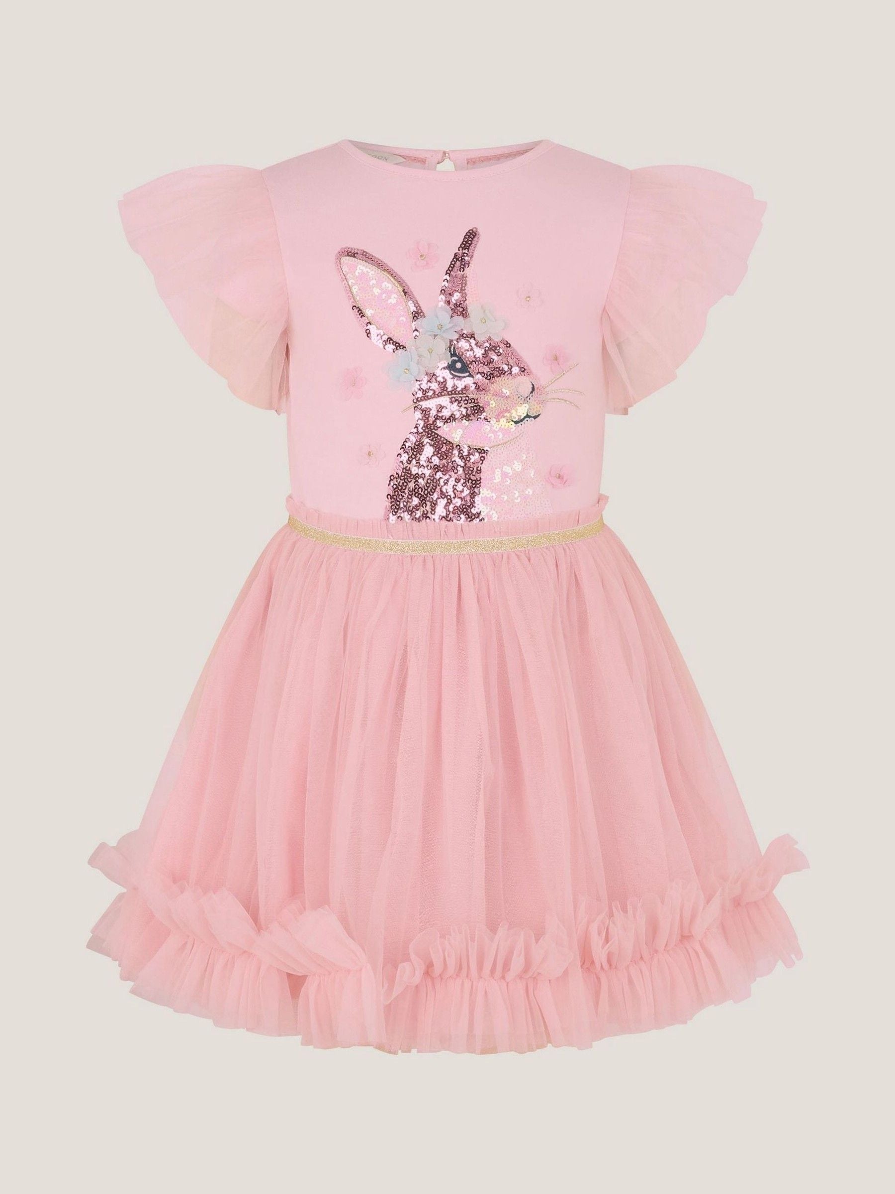 Monsoon Pink Bunny Sequin Disco Dress image 1