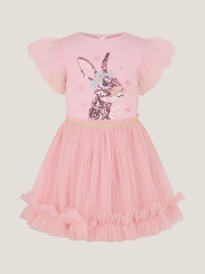 Monsoon Pink Bunny Sequin Disco Dress image 1