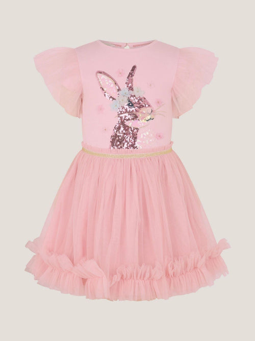 Monsoon Pink Bunny Sequin Disco Dress image 1