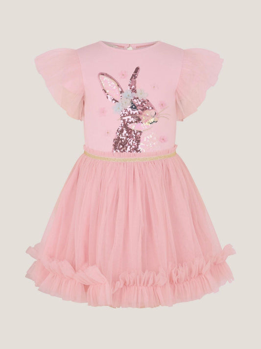 Monsoon Pink Bunny Sequin Disco Dress image 1