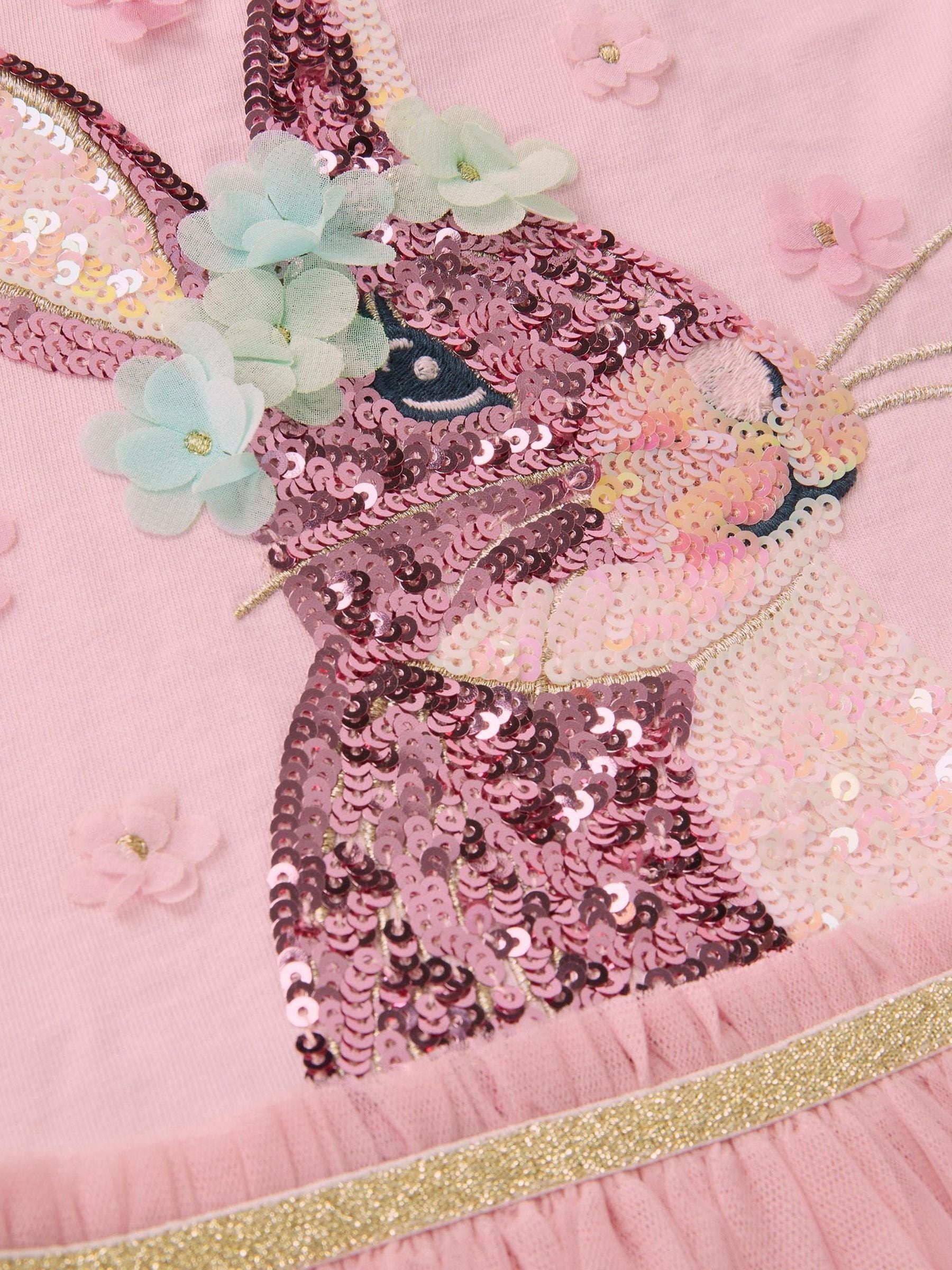 Monsoon Pink Bunny Sequin Disco Dress image 3