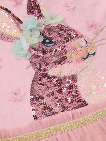 Monsoon Pink Bunny Sequin Disco Dress image 3