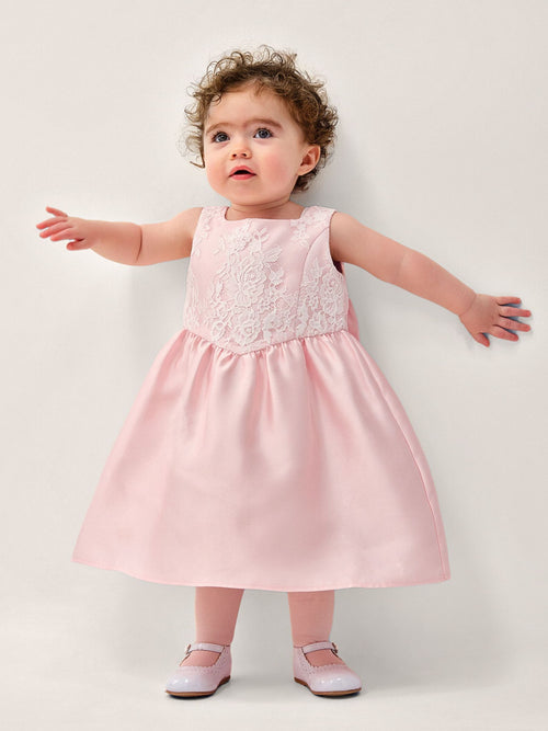 Dsiney Kidz - Monsoon Pink Baby Juno Lace Satin Dress image 1