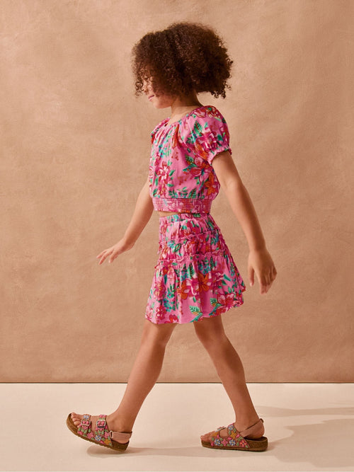Dsiney Kidz - Monsoon Pink Tropical Floral Jersey Top & Skort Set image 1