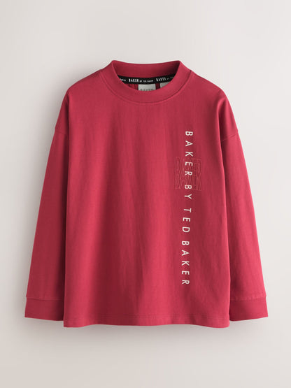 Dsiney Kidz - Baker by Ted Baker Stone/Red/Charcoal 3 Pack Long Sleeve Graphic T-Shirts image 2