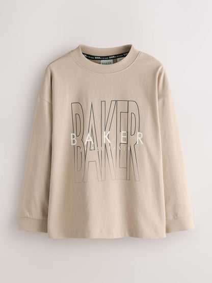 Dsiney Kidz - Baker by Ted Baker Stone/Red/Charcoal 3 Pack Long Sleeve Graphic T-Shirts image 3