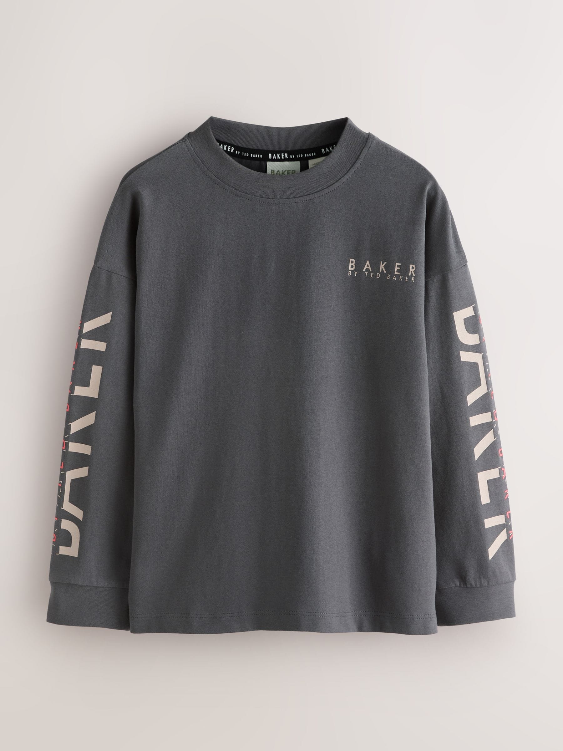 Dsiney Kidz - Baker by Ted Baker Stone/Red/Charcoal 3 Pack Long Sleeve Graphic T-Shirts image 4