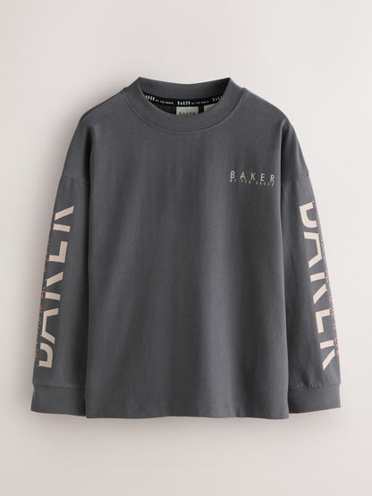 Dsiney Kidz - Baker by Ted Baker Stone/Red/Charcoal 3 Pack Long Sleeve Graphic T-Shirts image 4