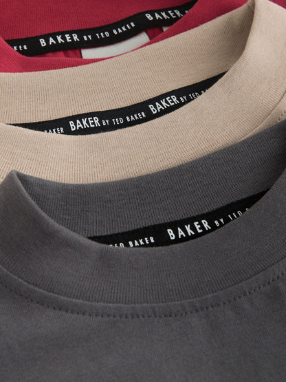 Dsiney Kidz - Baker by Ted Baker Stone/Red/Charcoal 3 Pack Long Sleeve Graphic T-Shirts image 6