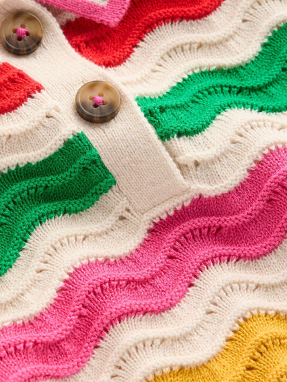 Dsiney Kidz - Boden Cream Pointelle Knitted Polo Top image 4
