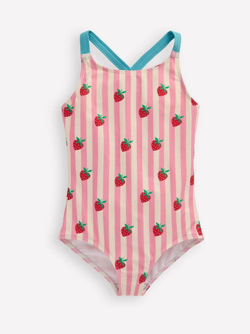 Boden Pink Cross-Back Printed Swimsuit image 1