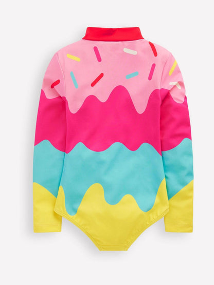 Boden Pink Fun Long Sleeve Swimsuit image 2