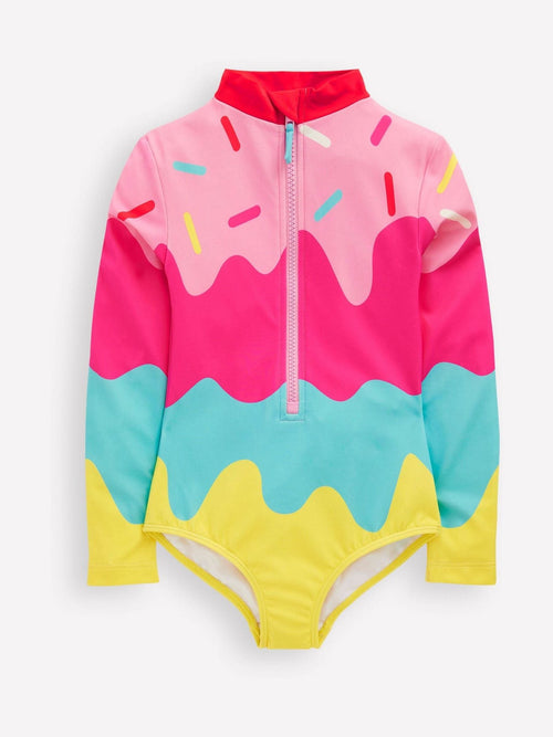 Boden Pink Fun Long Sleeve Swimsuit image 1