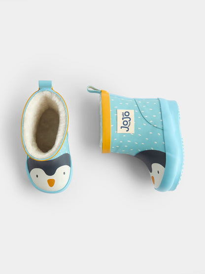 JoJo Maman Bébé Blue Penguin Character Cosy Lined Wellies - image 3