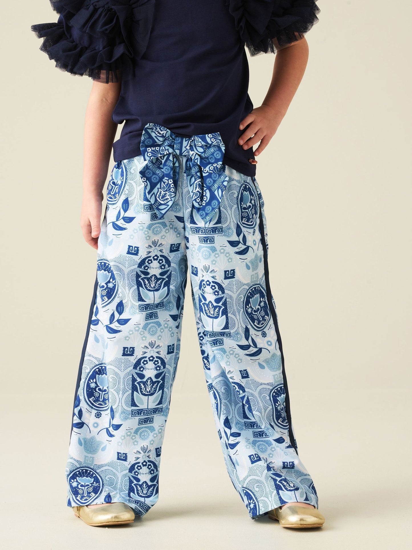 Dsiney Kidz - Angel & Rocket Blue Printed Wide Leg Trousers image 1