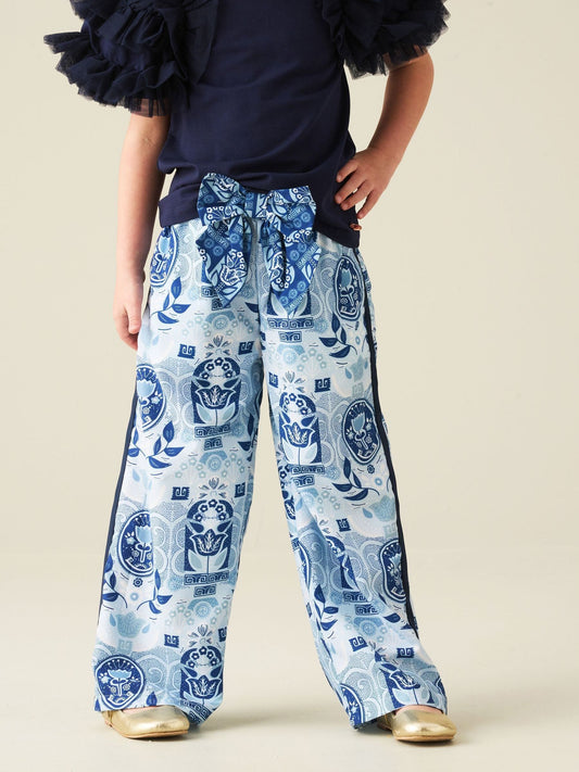 Dsiney Kidz - Angel & Rocket Blue Printed Wide Leg Trousers image 1