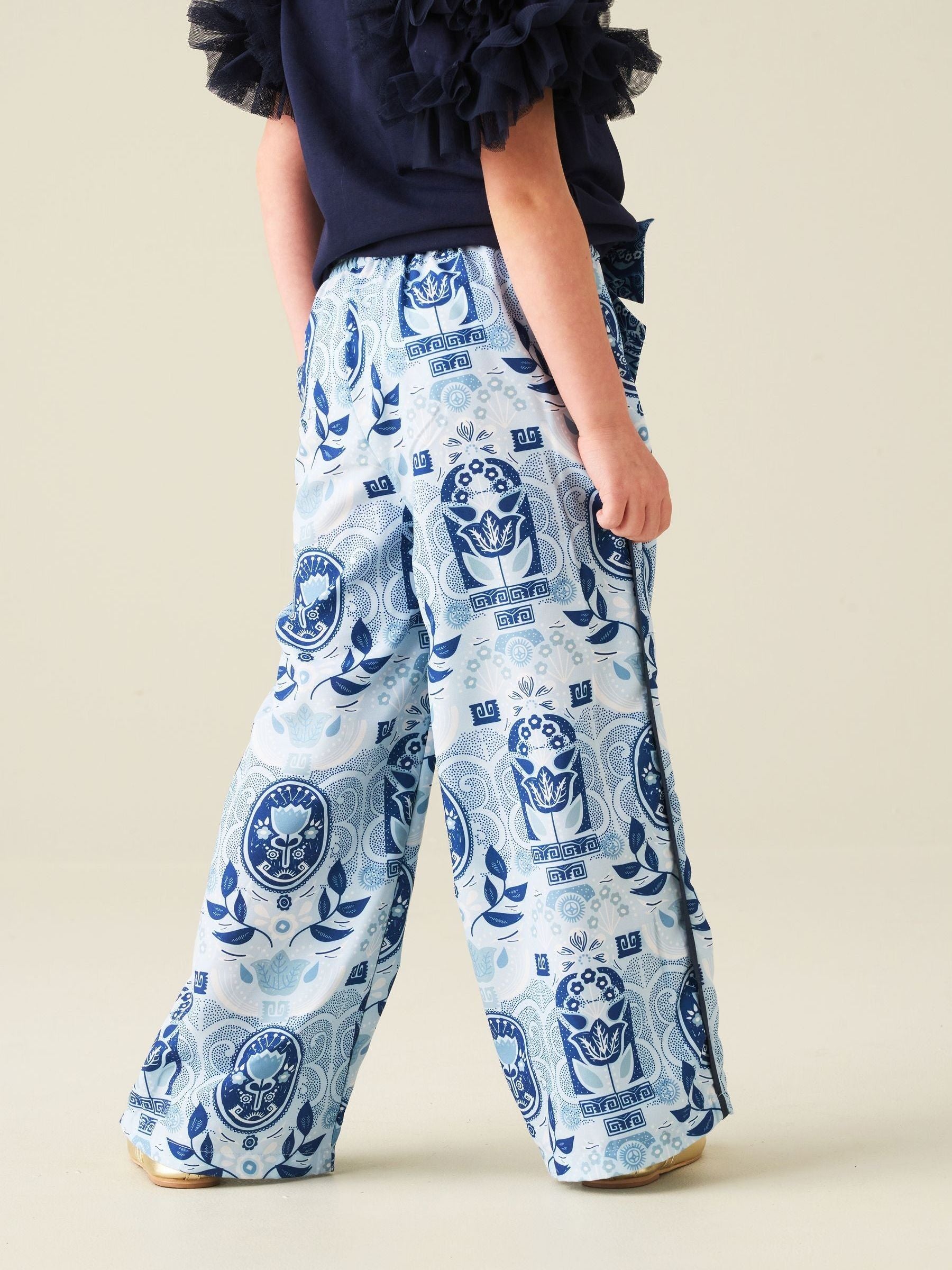 Dsiney Kidz - Angel & Rocket Blue Printed Wide Leg Trousers image 3