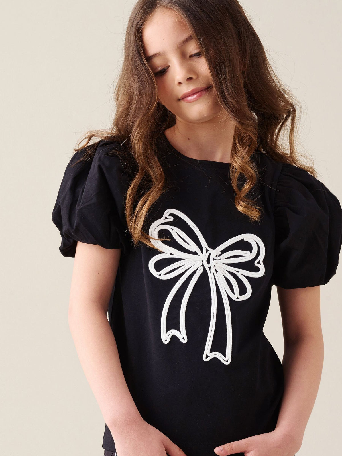Dsiney Kidz - Angel & Rocket Black Aofie Bow Embellished T-Shirt image 1
