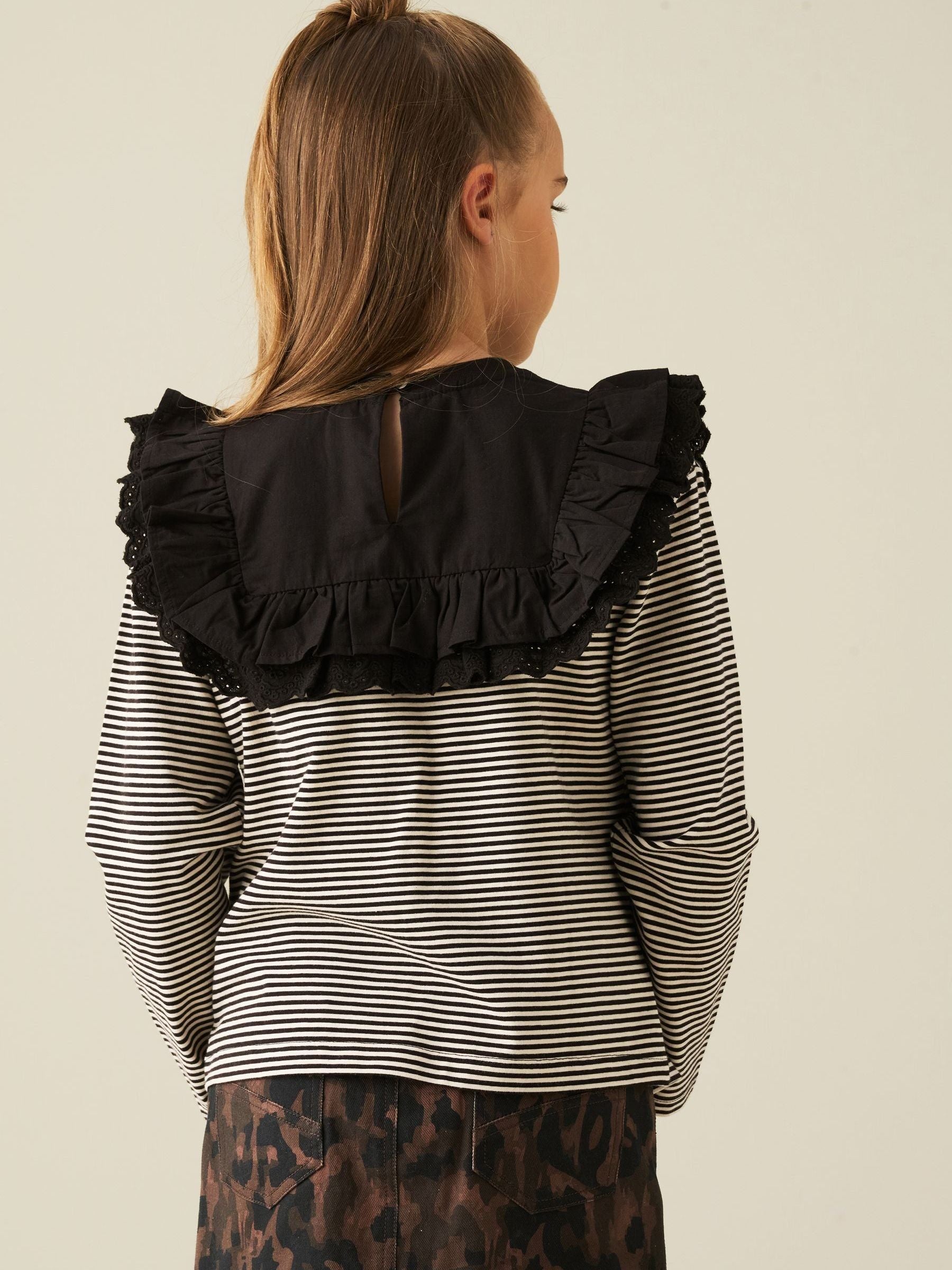 Dsiney Kidz - Angel & Rocket Brown Demi Woven Yoke Lace Trim Long Sleeve Top image 2