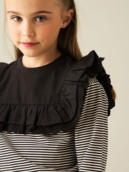 Dsiney Kidz - Angel & Rocket Brown Demi Woven Yoke Lace Trim Long Sleeve Top image 4
