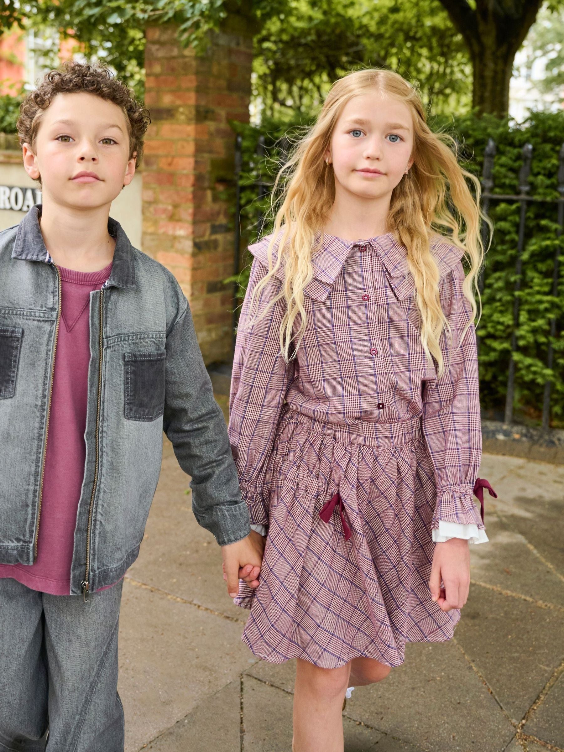 Dsiney Kidz - Angel & Rocket Purple Clara Double Collar Check Blouse image 1
