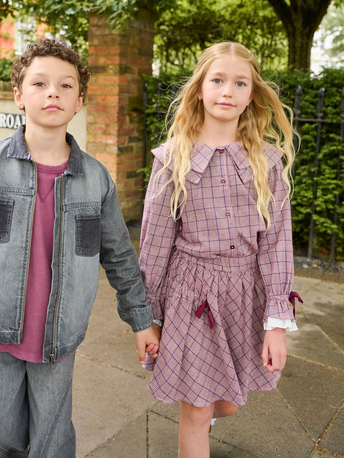 Dsiney Kidz - Angel & Rocket Purple Clara Double Collar Check Blouse image 1