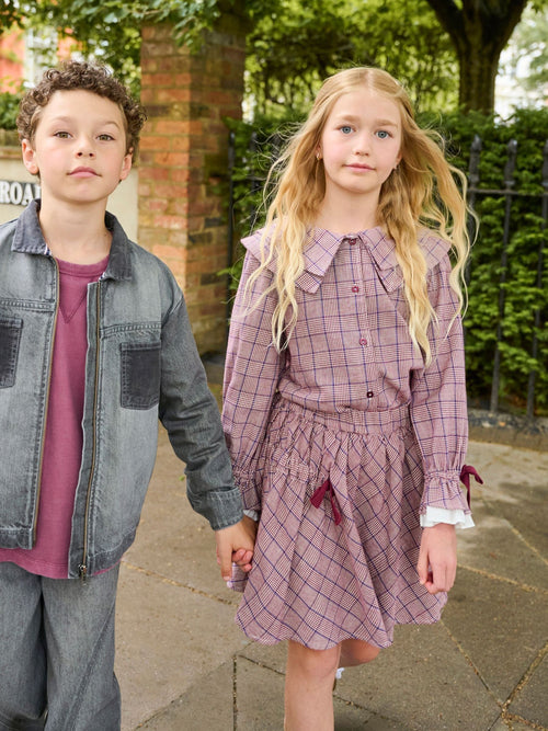 Dsiney Kidz - Angel & Rocket Purple Clara Double Collar Check Blouse image 1