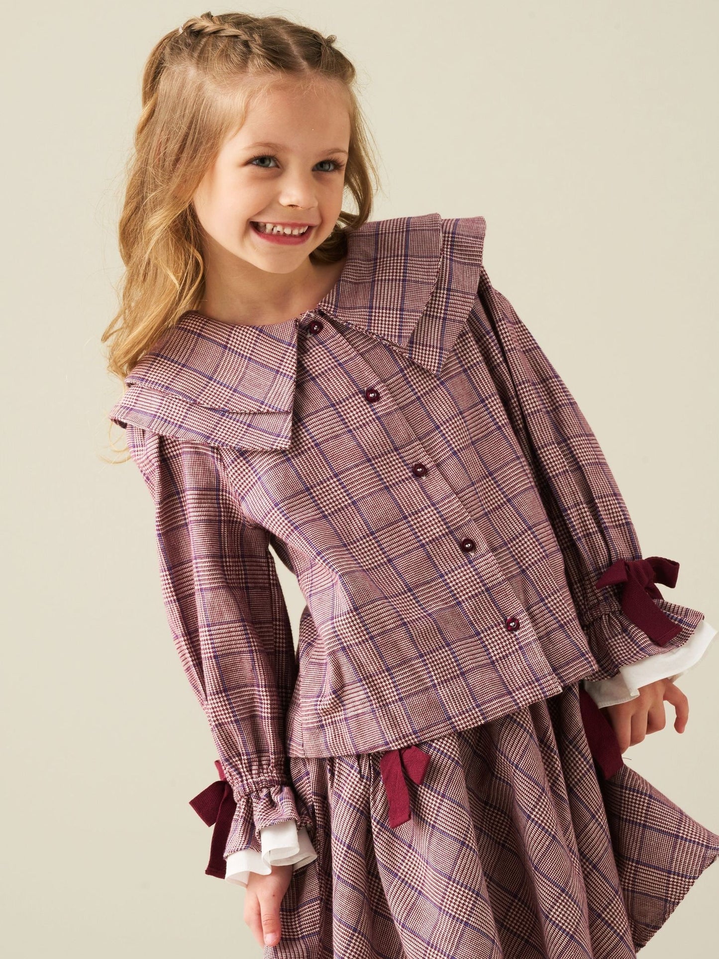 Dsiney Kidz - Angel & Rocket Purple Clara Double Collar Check Blouse image 4