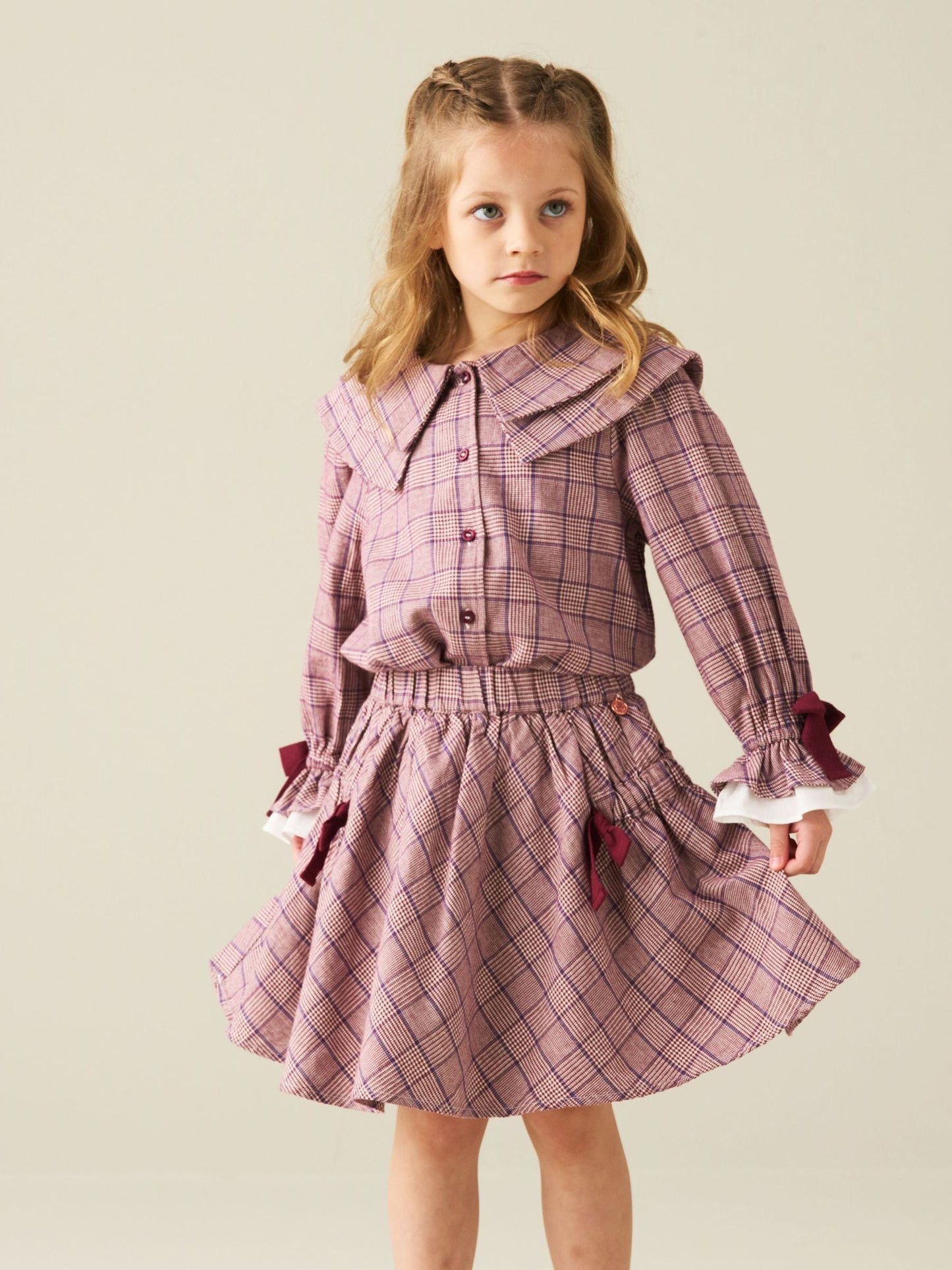 Dsiney Kidz - Angel & Rocket Purple Clara Double Collar Check Blouse image 5