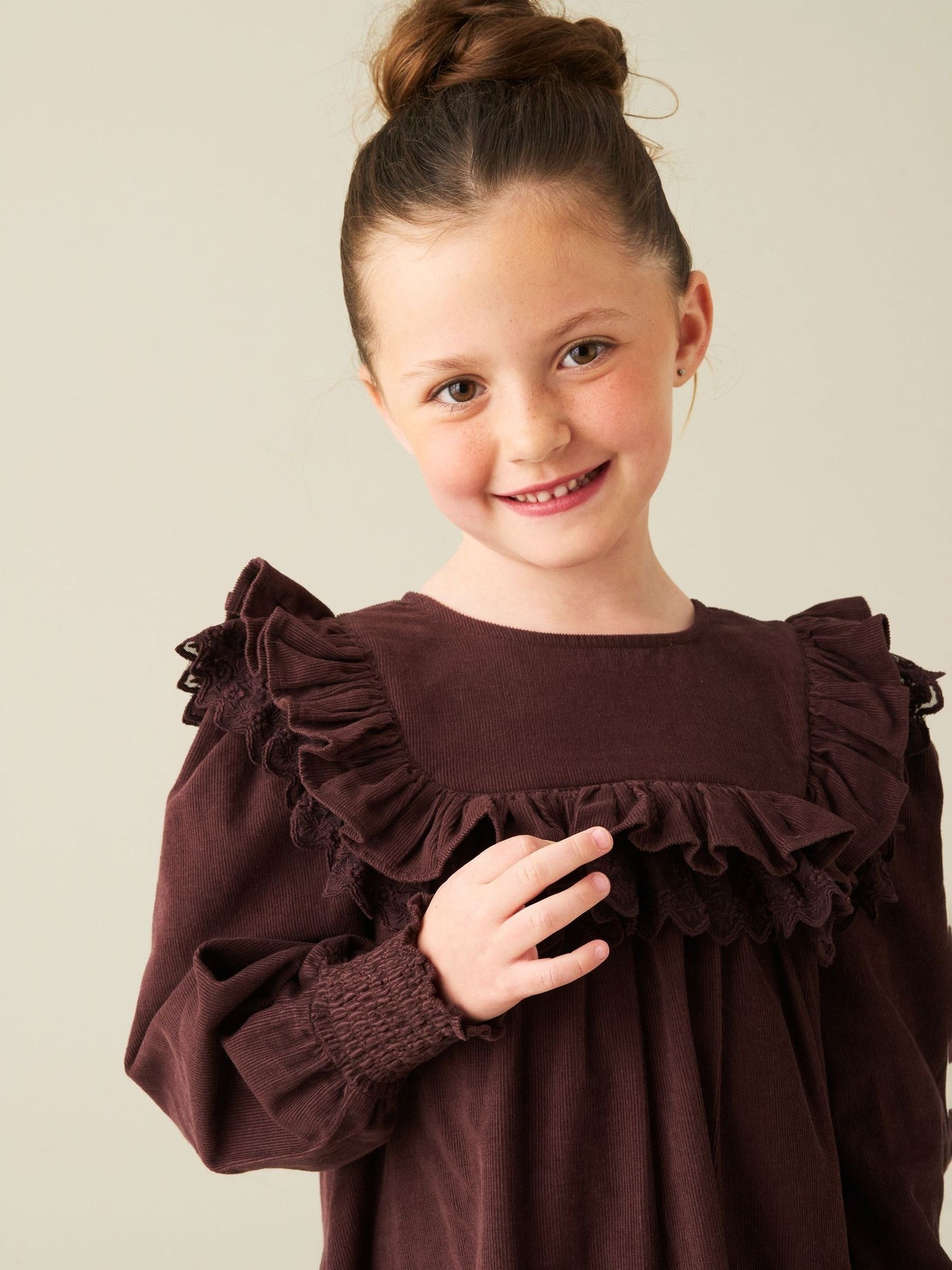 Dsiney Kidz - Angel & Rocket Brown Avery Cord Lace Trim Dress image 7