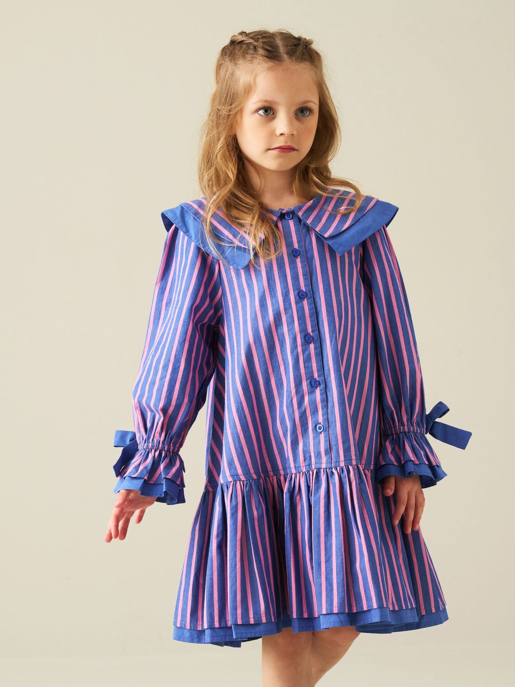 Dsiney Kidz - Angel & Rocket Blue Frankie Stripe Double Collar Dress image 1