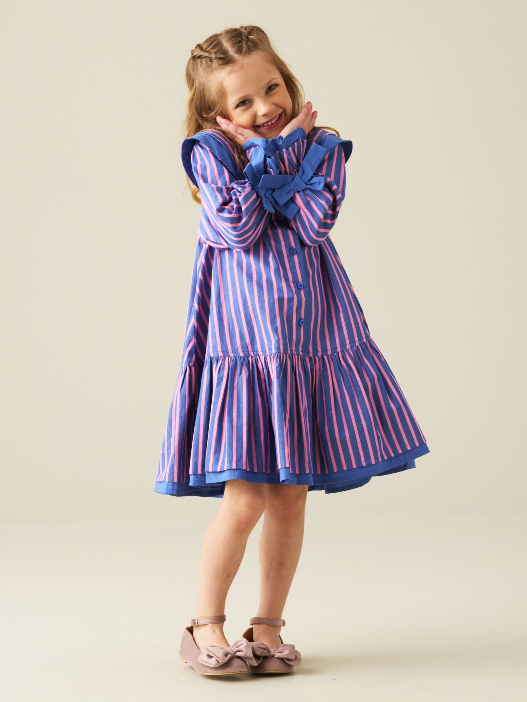Dsiney Kidz - Angel & Rocket Blue Frankie Stripe Double Collar Dress image 2