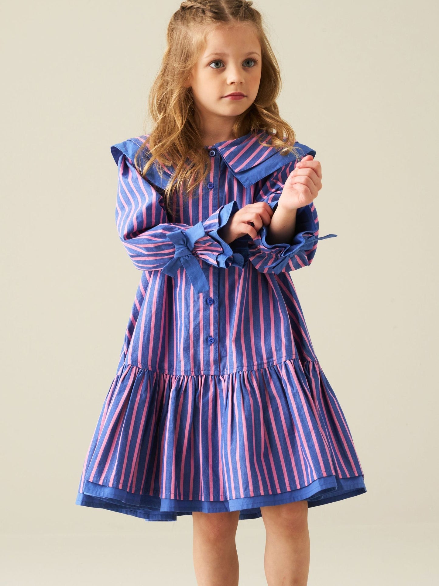 Dsiney Kidz - Angel & Rocket Blue Frankie Stripe Double Collar Dress image 4