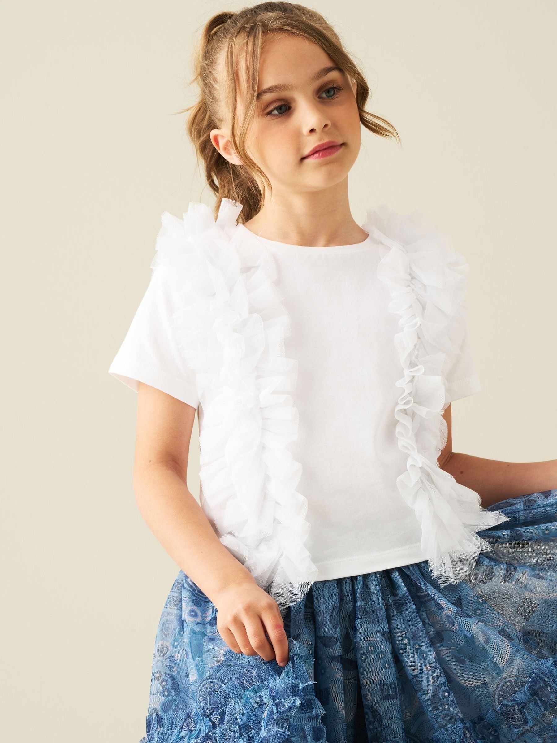 Dsiney Kidz - Angel & Rocket White Seren Mesh Ruffle T-Shirt image 1
