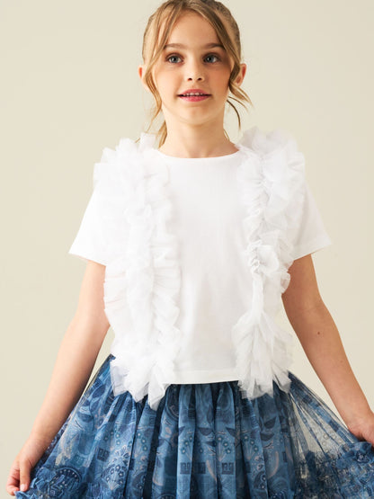 Dsiney Kidz - Angel & Rocket White Seren Mesh Ruffle T-Shirt image 3