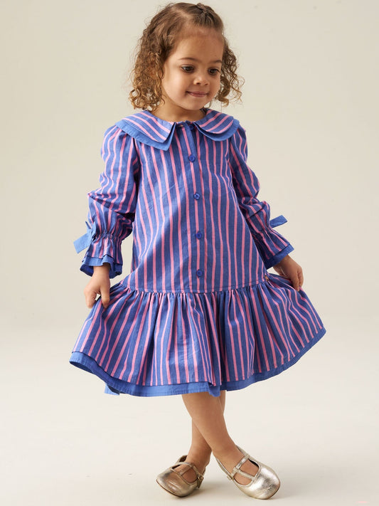 Dsiney Kidz - Angel & Rocket Blue Frankie Stripe Double Collar Dress image 1