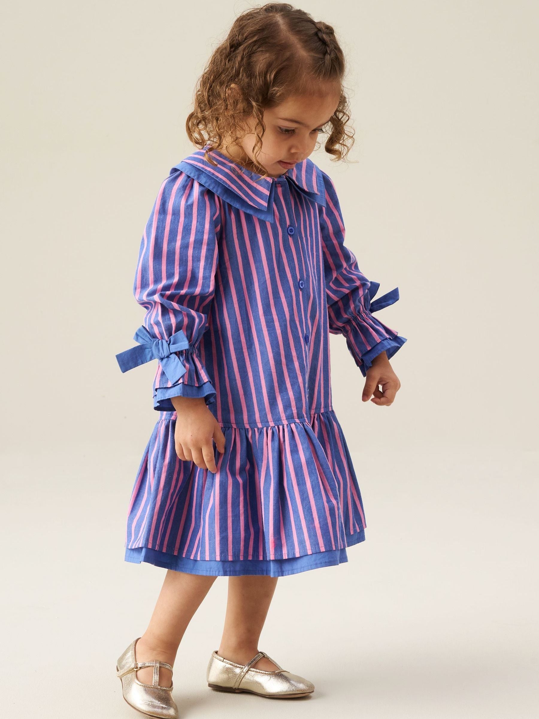 Dsiney Kidz - Angel & Rocket Blue Frankie Stripe Double Collar Dress image 3
