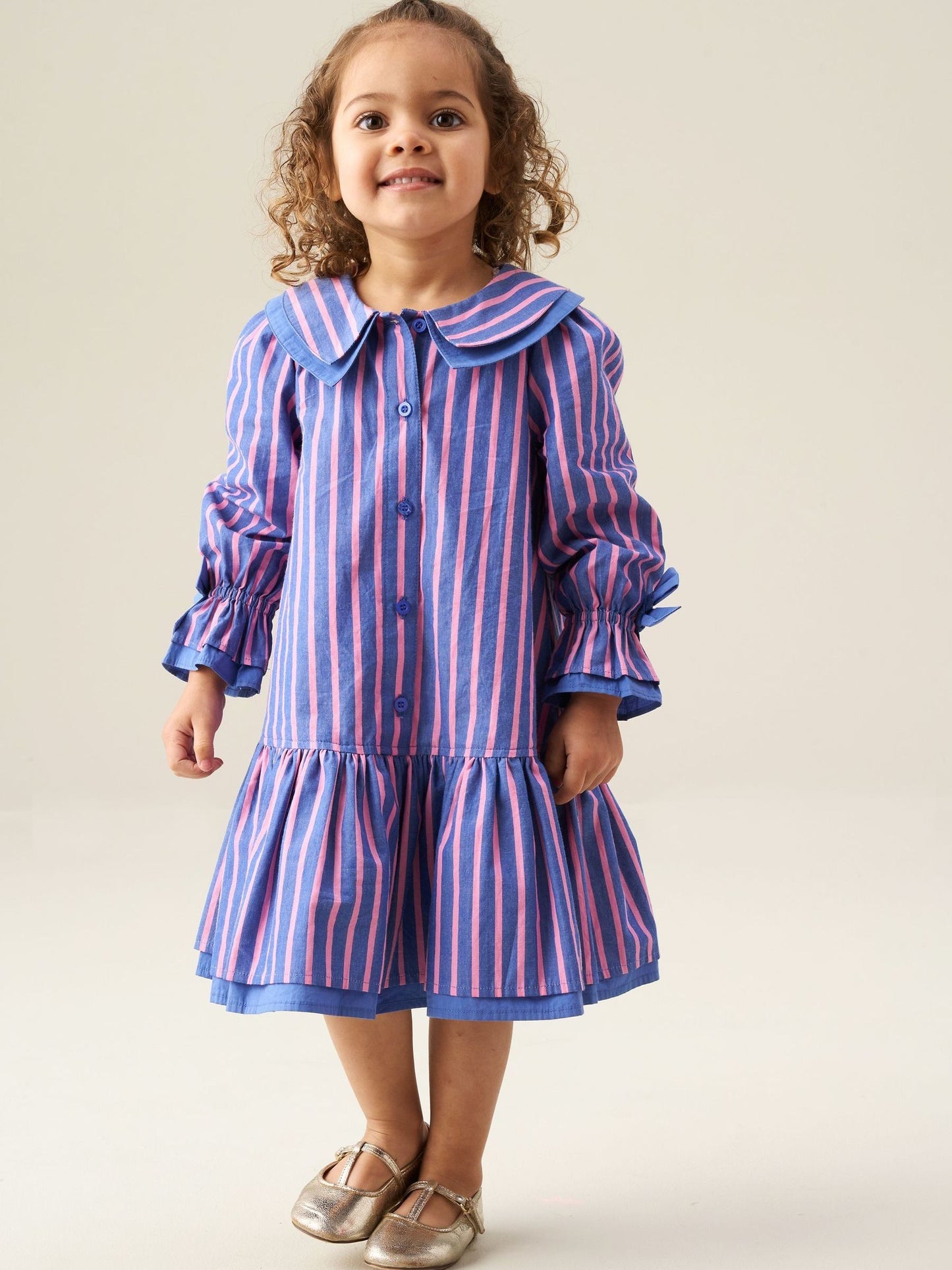 Dsiney Kidz - Angel & Rocket Blue Frankie Stripe Double Collar Dress image 4