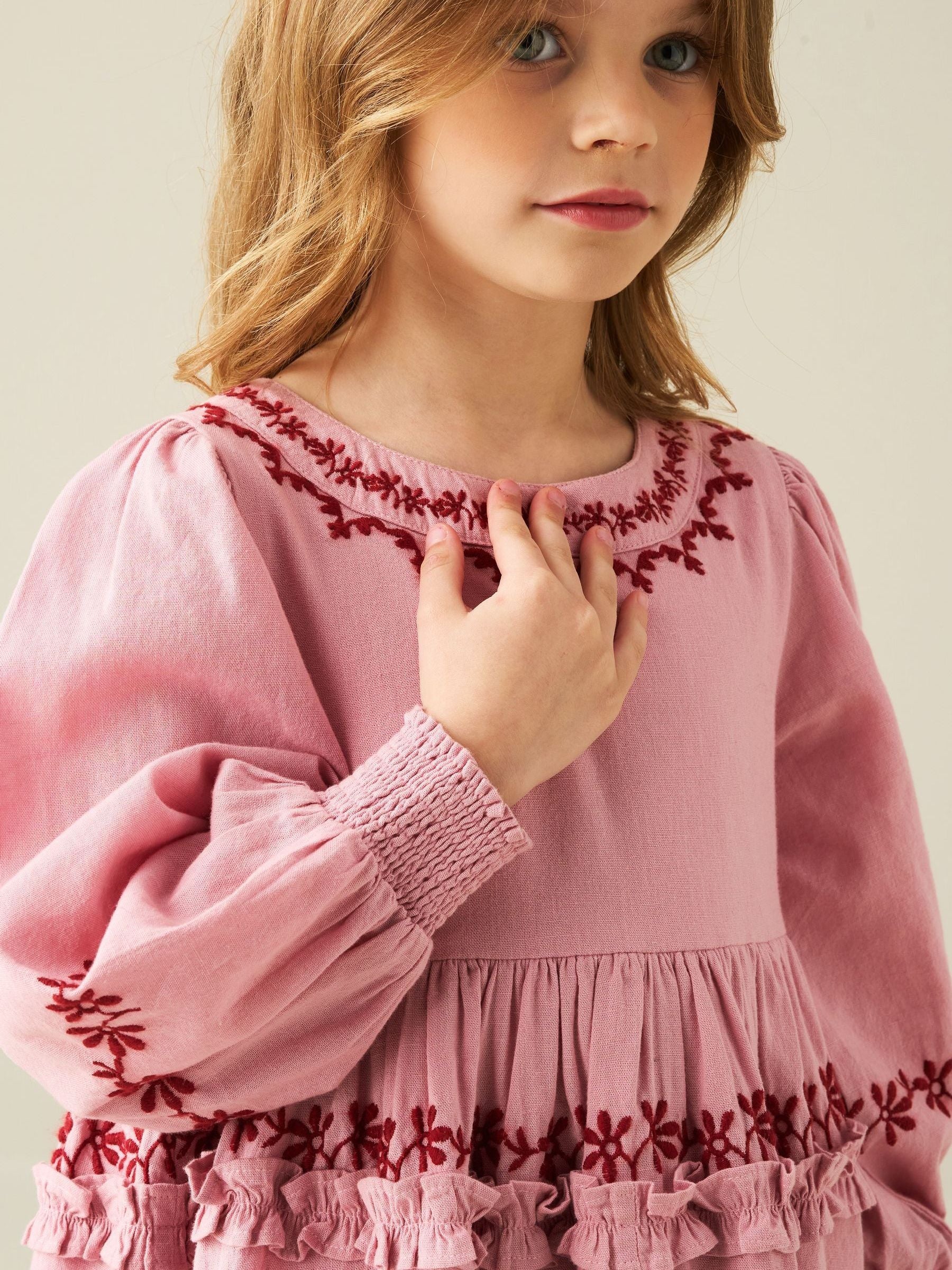 Dsiney Kidz - Angel & Rocket Pink Reyna Embroidered Dress image 4