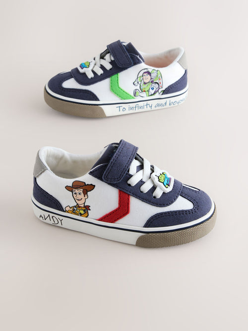 White Toy Story Wide Fit (G) Touch Fastening Elastic Lace Trainers image 1