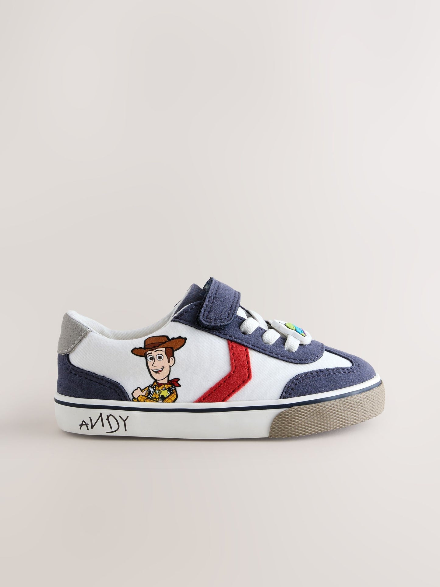 White Toy Story Wide Fit (G) Touch Fastening Elastic Lace Trainers image 2